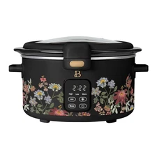 Beautiful Slow Cooker with Hinged Locking Lid Wildflower Black by Drew Barrymore