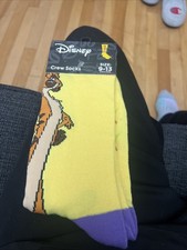 New DISNEY Lion King Timon Crew Socks Yellow Size 9-13