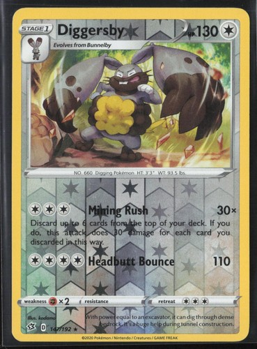 Diggersby 147/192 Rare Rebel Clash Pokemon Reverse Holo Near Mint