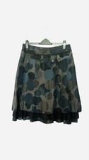 Jensen Women Grey Patterned Tiered Skirt Size 14 VGC Geometric Design