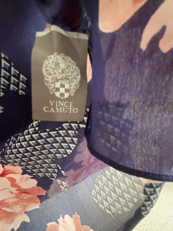 VINCE CAMUTE Blue Floral Silk Women’s Scarf   72"/17" Good Con - Image 3 of 3