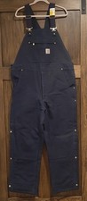 NWT Mens Large Carhartt Firm Duck Loose Fit Insulated Bib Overalls Blue OR4393-M