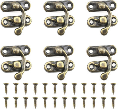 6Set Mini Swing Arm Clasp Latch Vintage Style Left Right Toggle Hasp Hook Metal 