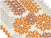 Platzsets 4Er Set Blumen Orange Dahlien 30X45Cm Waschbar Tischsets Deko KüChe