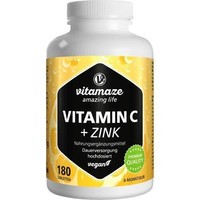 Vitamin C 1000 Mg Hochdosiert+Zink Vegan Tabletten, 180 St Pzn 12741411