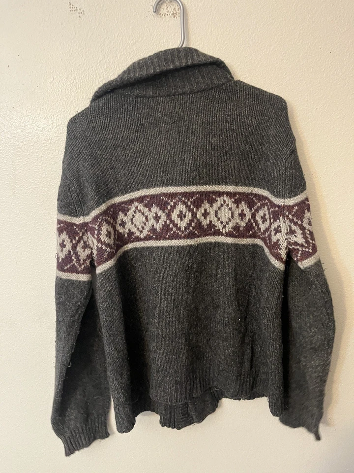 Cárdigan Suéter De Colección Gap Para Hombre Talla L Gris Invierno Patrón Lana Nylon Cabello Camello Foto 3 de 4