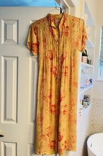 APRIL CORNELL Midi Dress VTG cottagecore floral Button-Up Sz S, Needs Slip READ.