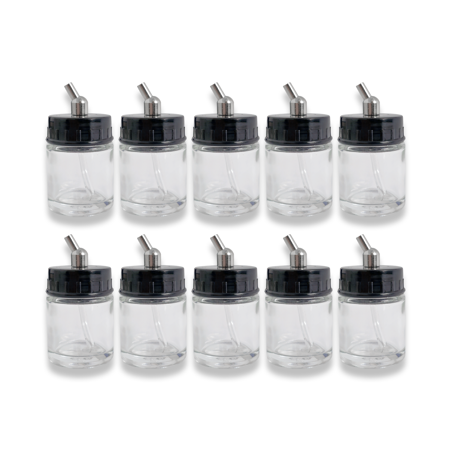 10 AIRBRUSH BOTTLES 22CC WITH SUCTION LIDS FOR AIRBRUSHES LIKE BADGER IWATA BD02