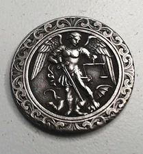 HOBO Saint Michael Angel Made A From REAL WWII Silver Nickel SIGNED