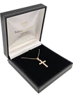 9ct Yellow Gold Chain and 925 Cross Pendant with Cultured Pearls 2.51g Combined