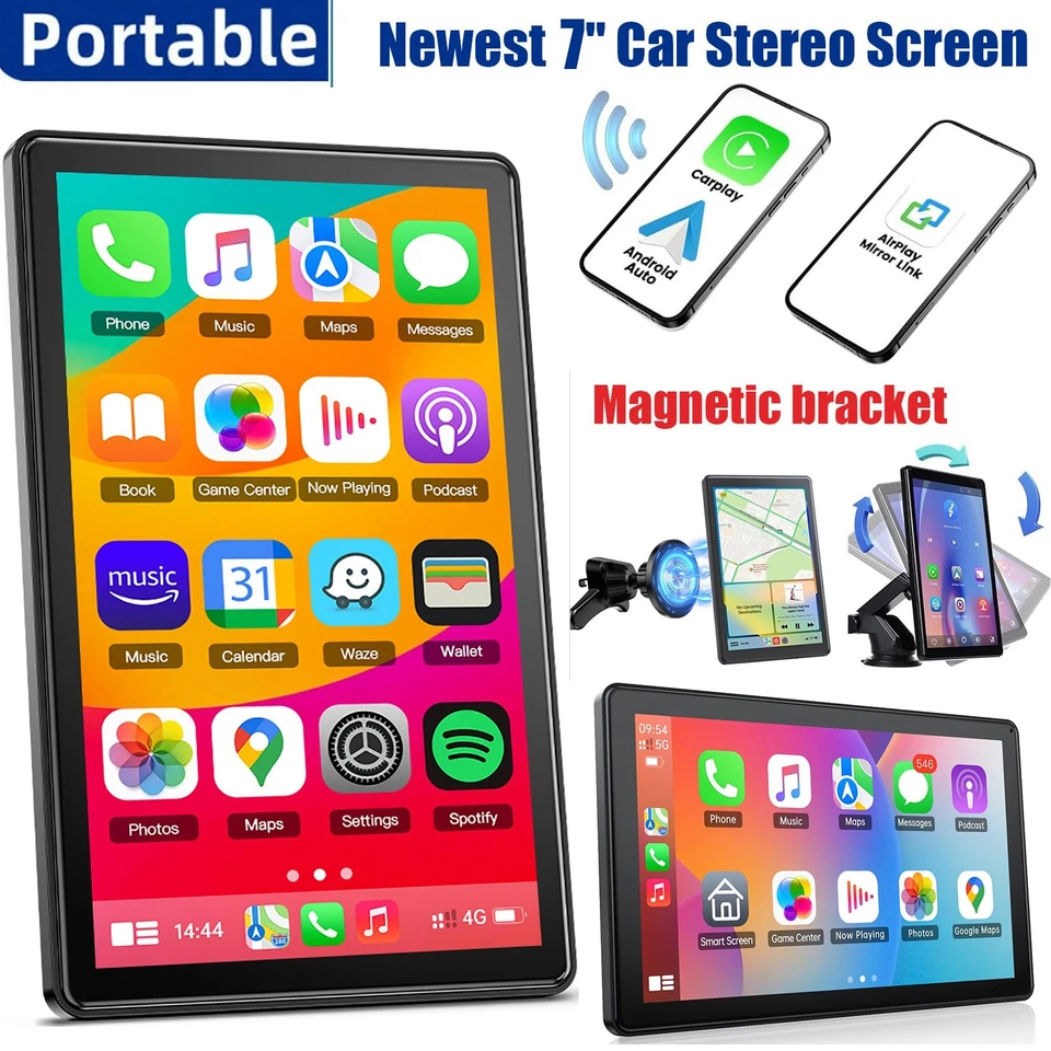 2025 New 7"Touchscreen Portable Wireless Car Stereo Apple Carplay&Android Auoto - Image 2 of 4