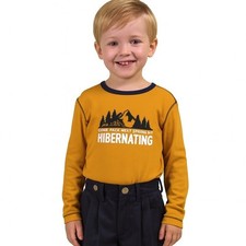 GAP Kids PJ Top Long Sleeve Size 14 Gold Come Back Next Spring Hibernating NEW