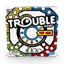 Hasbro Gaming Trouble Board Game for Kids Ages 5 and Up 2-4 Players (Packaging m