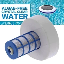 1PC white Solar powered copper-ion Pool Ionizer w/ LED Self-cleaning Anode NEW &
