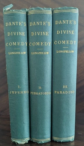 Dante Alighieri Divine Comedy 1867 Longfellow 3 Vol Set Inferno Purgatorio Parad