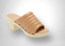 BEEK Roller Wooden Platform Clog Sandal Heel Honey Tan size 9 Womens Memory Foam