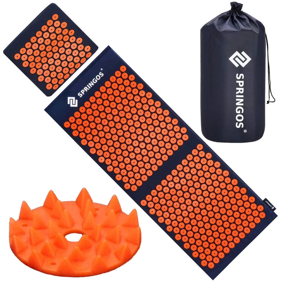 SPRINGOS Akupressurmatte mit Kissen Massagematte mit Akupressur-Kissen 105x40cm