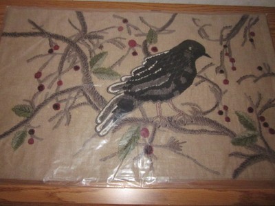 Pottery Barn Perched Crow Lumbar Halloween Pillow Cover Embroidery