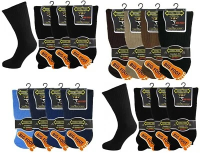 ESSENTIALS COLLECTION Calcetines extra anchos de pie grande para hombre edema diabético no elástico 3-12 pares 11-14 trabajo