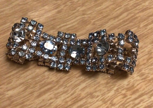 Vintage Silver Tone Light Blue Rhinestone Bracelet - Picture 5 of 5