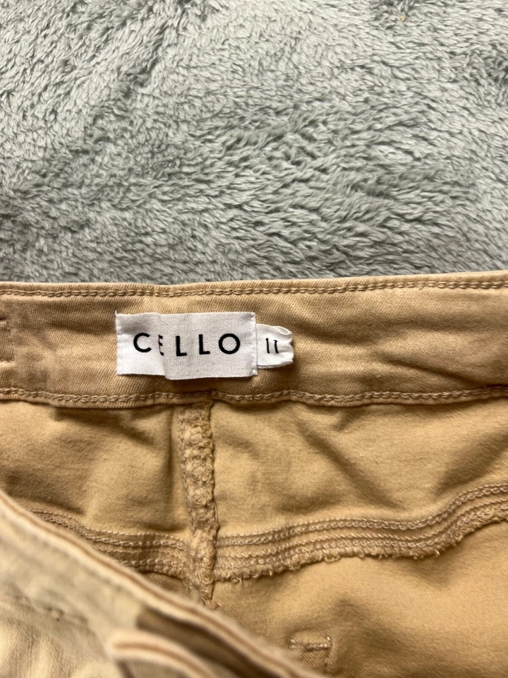 CELLO Los Angeles Mujer 26 Pantalones Acampanados Juniors 11 Cintura Alta Caqui 32" Dobladillo Crudo Foto 3 de 4