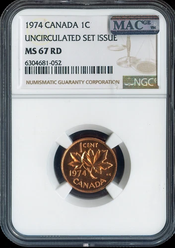 1974 Canada Small Cent NGC MS67 RD MAC - Quality
