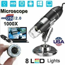 8 LED 1000X 10MP USB Digital Microscope Endoscope Magnifier Camera with Stand US