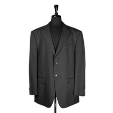 Stafford Mens 46R Blazer Sport Coat Gray Hopsack Wool Blend 2 Button Jacket Prep