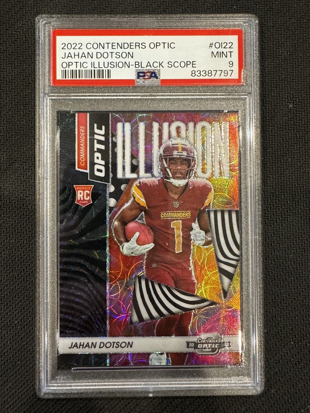 Jahan Dotson Panini Contenders Optic Optic Illusion #OI22 Black Scope