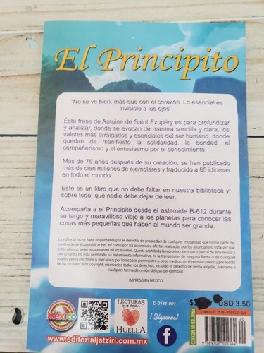 El Principito Libro Nuevo de Antoine de Saint-Exupery - Dejando Huellas Aventura - Picture 2 of 2