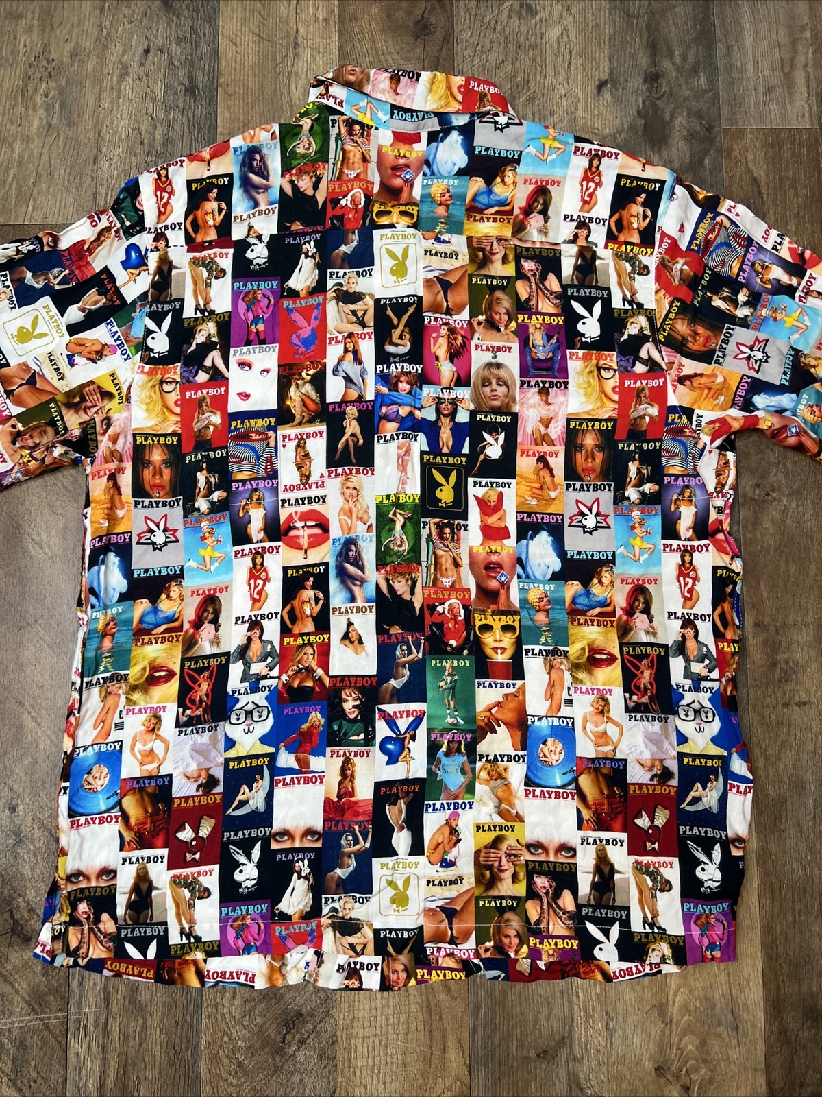 Playboy By PacSun Cover Collage Centerfold Camp Shirt… Gem