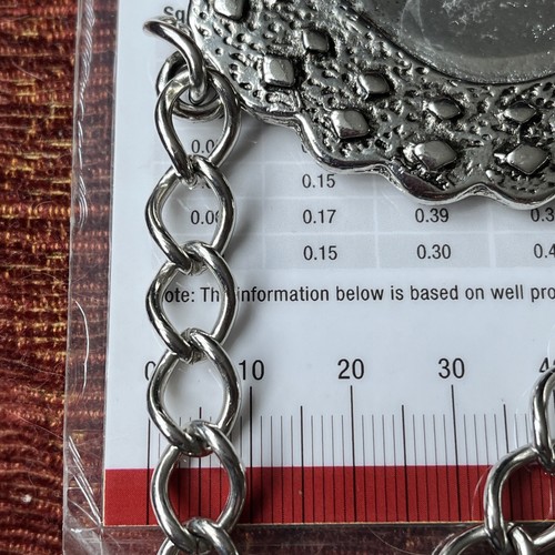 VINTAGE SILVER TONE 3 PANEL FAUX TURQUOISE AGATE STONES CHAIN BELT ADJUSTABLE - Picture 13 of 13