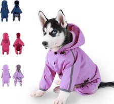 Dog Raincoat, Rain Jacket with Hat, Lightweight Raincoat, Waterproof (Purple, M)