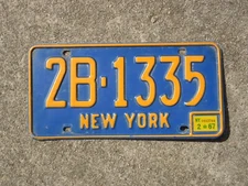 1967 New York Blue Gold License Plate NY Chevrolet Ford Chevy 2B1335