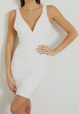 GUESS Women's White Aida Denim Dress Size L