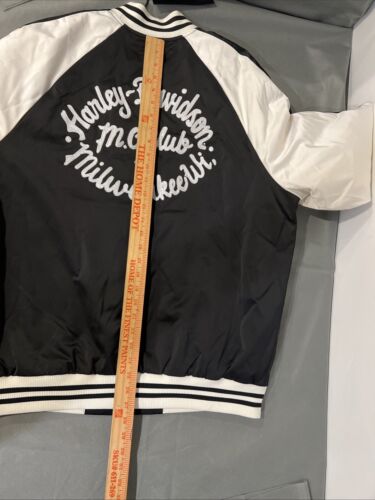 Mens Harley Davidson Jacket Larg Club Crew Varsity Bomber Black White 97439-23VM - Picture 10 of 11