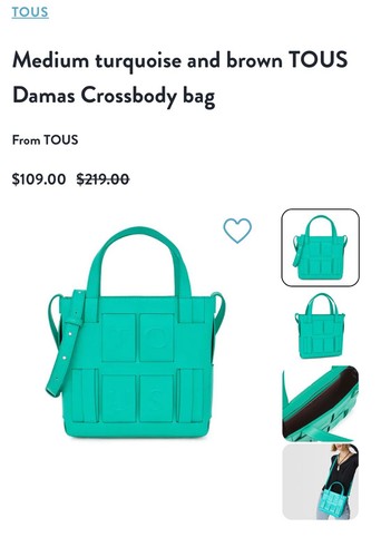 TOUS Damas Collection Medium Turquoise Shoulder Crossbody Handbag Bag Dust Cover - Picture 9 of 24