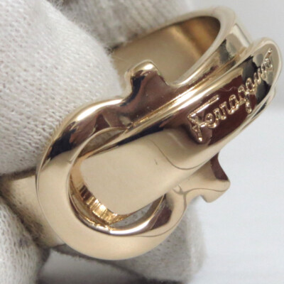Authentic Salvatore Ferragamo Gancini Scarf Ring Goldtone