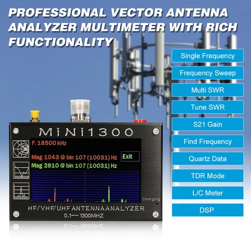 Mini1300 VHF/UHF Analizzatore antenna 0,1-1300 MHz Contatore di frequenza Multi SWR Misuratore - Foto 3 di 11