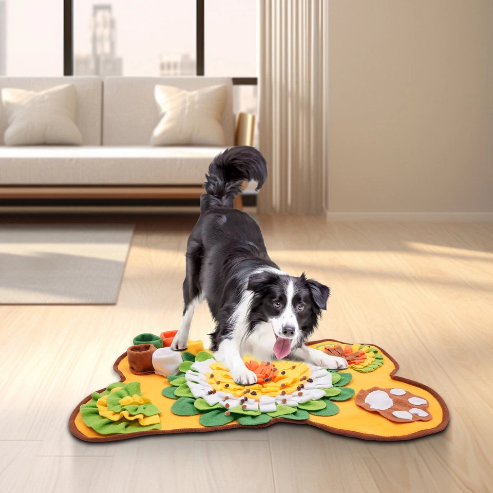 Snuffle Mat, Pet Treats Feeding Mat, Dog Feeding Mat Fleece Yellow, Orange - Image 2 of 4