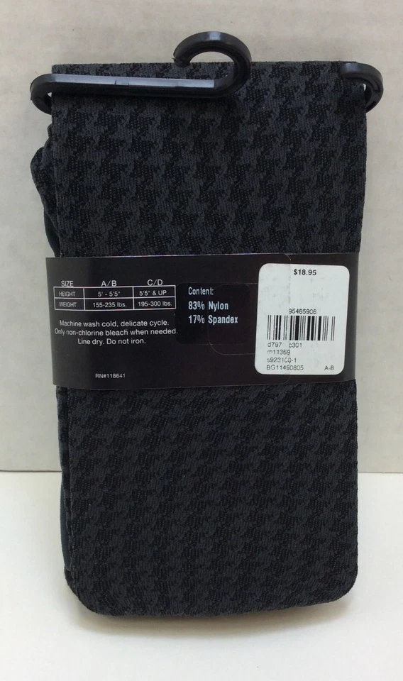 Medias Lane Bryant negras y grises de control de pata de gallo talla A/B, 1 par Foto 3 de 3