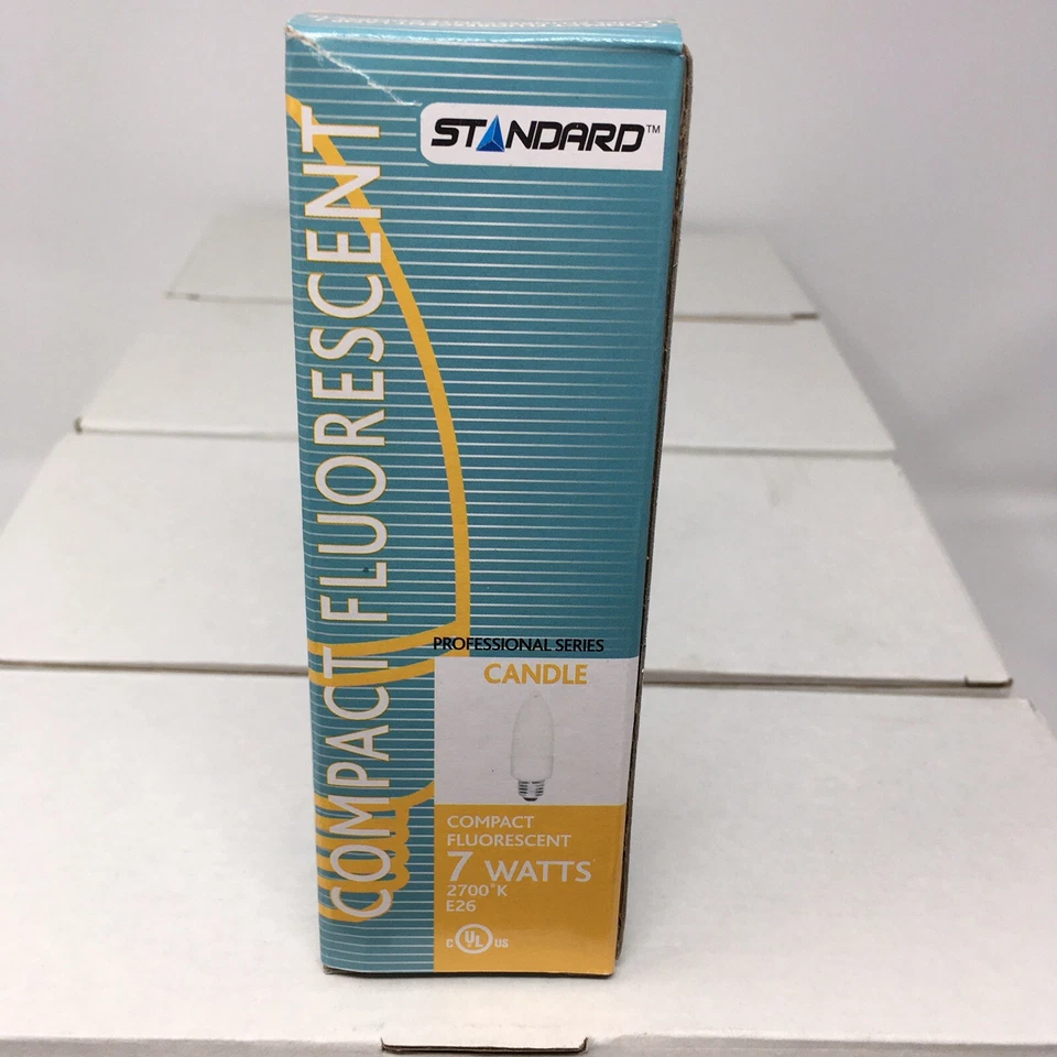 (Lot of 40) Standard CF7/27K/CANDLE/E26/STD CFL 7W Candle E26 Light Bulbs 2700K - Image 2 of 4