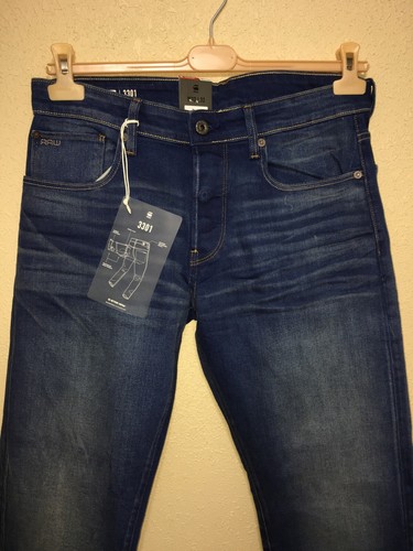 Denim elástico pinzón recto G-Star RAW 3301 para hombre mediana edad talla 32 X 32 NUEVO - Imagen 4 de 5