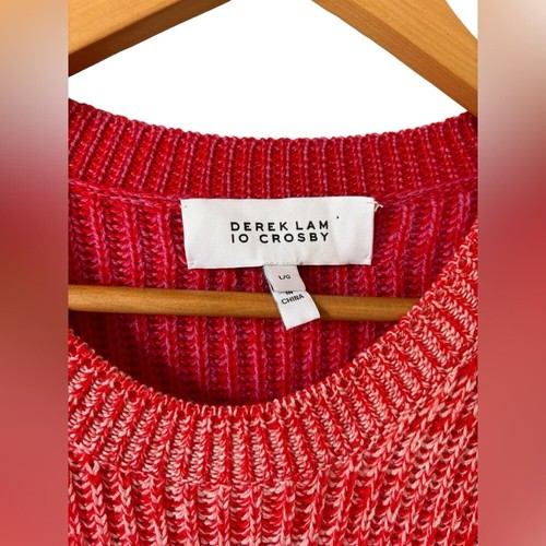 Derek Lam 10 Crosby Bicolor Crew Neck Sweater two-tone knit Merino Wool Size L - Picture 2 of 12