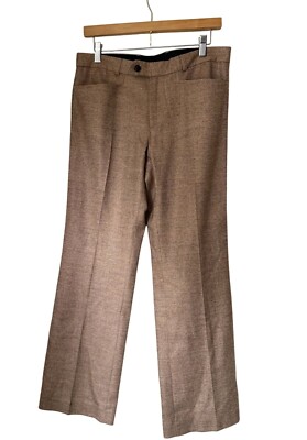 Joseph Women's Gold Metallic Virgin Wool Mid Rise Trousers Size Quiet Luxury