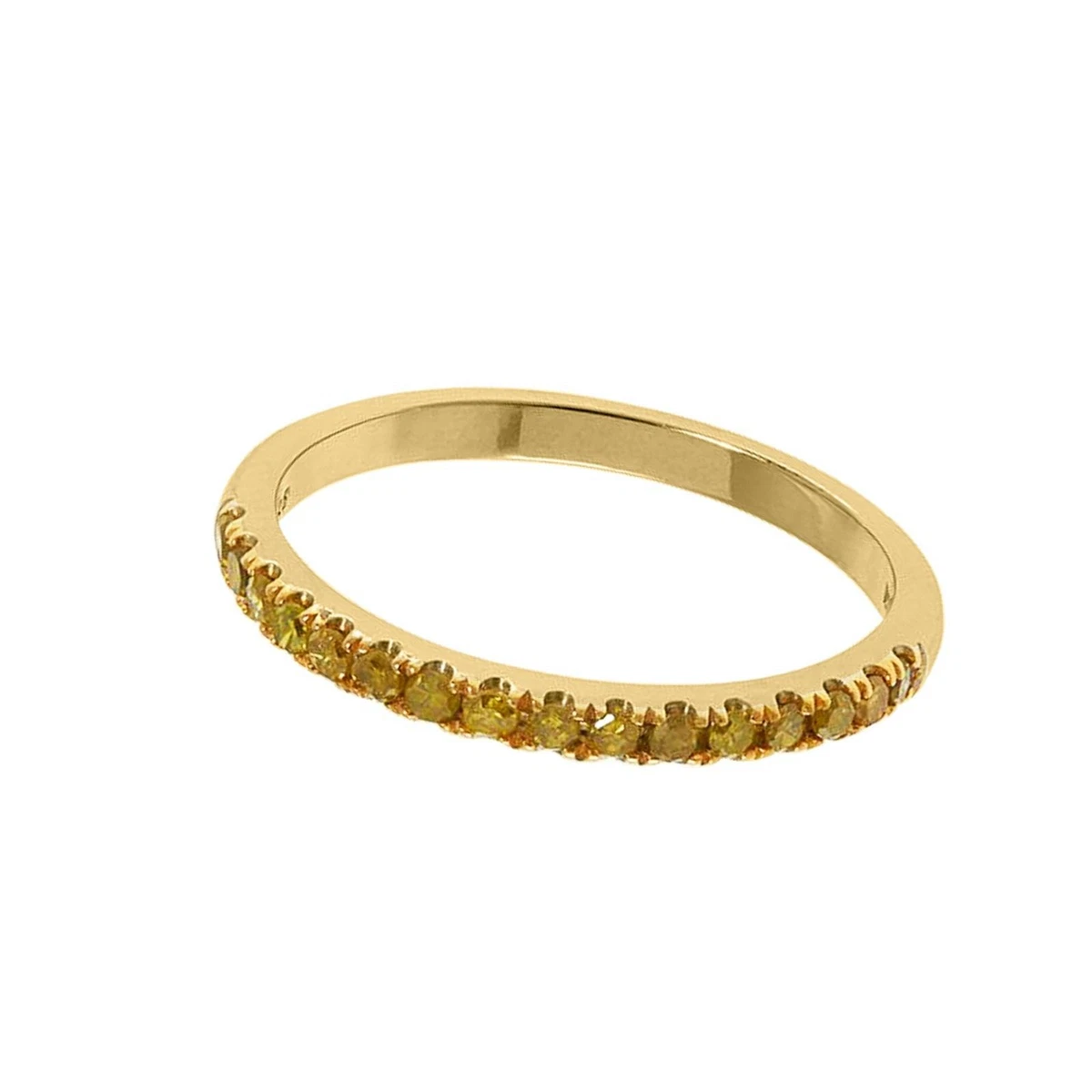 14K Argent Plaqu or Jaune 0.21ctw Jaune Simul Diamant Femme