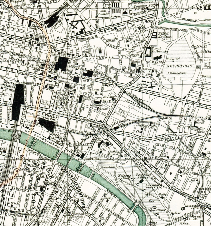 Glasgow City Map from 1908 (Ward, Lock & Co.) Vintage Print Poster - Image 2 of 3