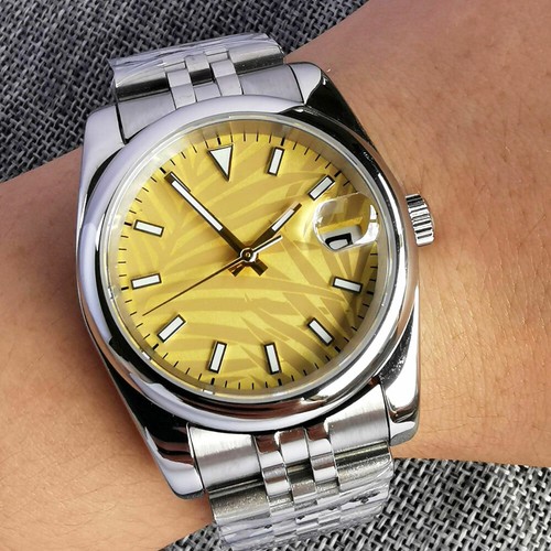 Reloj automático zafiro para hombre NH35 amarillo palma pulida banda jubileo 39 mm/36 mm - Imagen 22 de 28