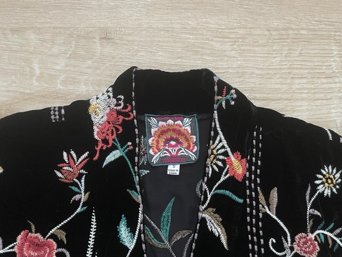 Johnny Was $355 Embroidered Black Velvet Uriah Kimono Jacket Duster Cardigan - Picture 5 of 12
