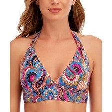 Lucky Brand Paisley Poolside Charm Halter Top Swimsuit L141251 Women's Size L